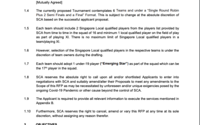 Request for proposal for a Singapore T10 league